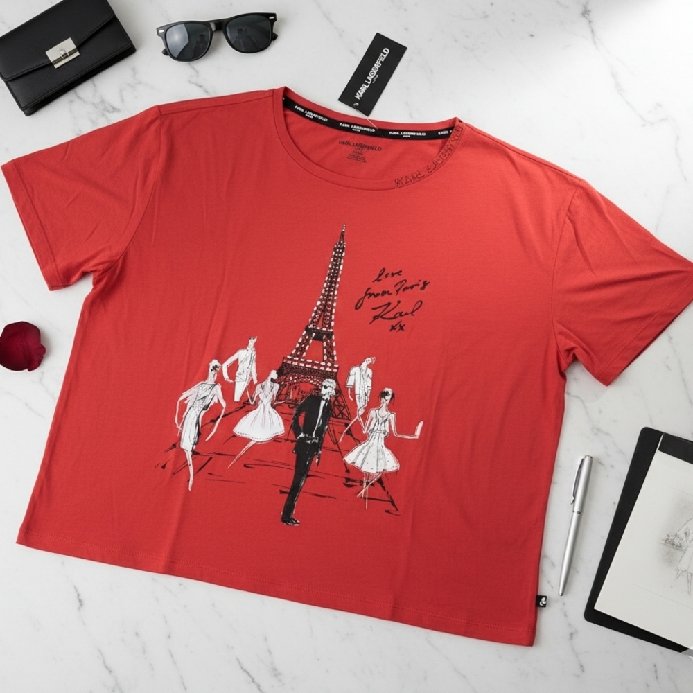 Karl Lagerfeld Red Eiffel Tower Tee